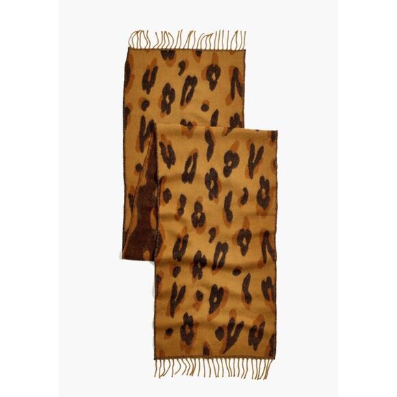 Madewell Large Double Sided Soft Leopard Print Scarf 80x16 - Picture 2 of 5